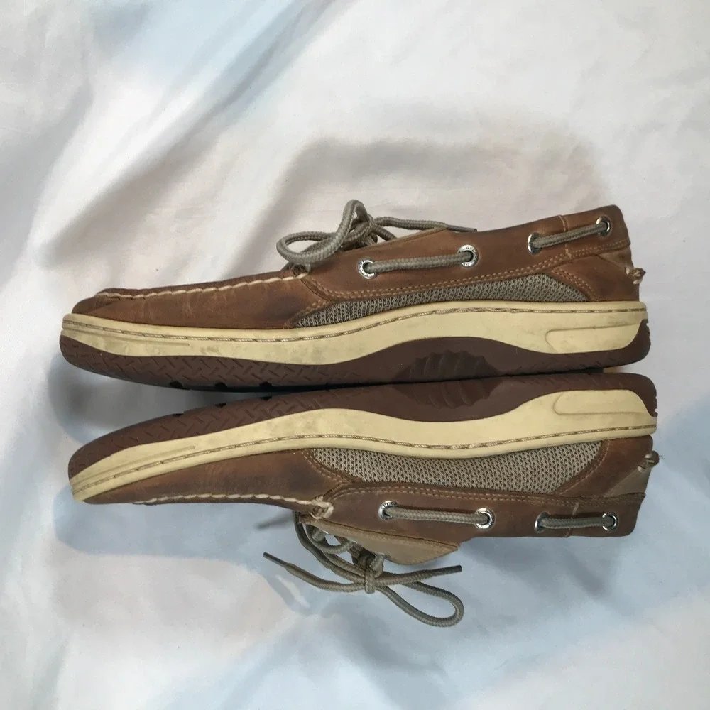 Sperry‎ Top-Sider Billfish Boat 3-Eye Tan/Beige Leather Lace Up Shoes Mens 9.5 M